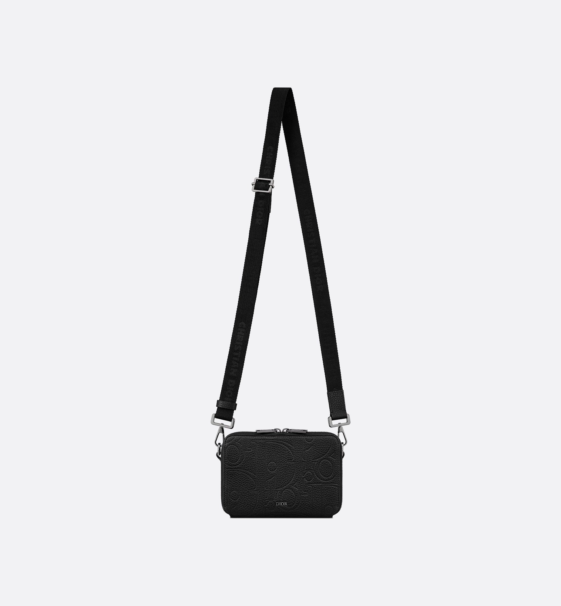 Zipped Pouch With Strap Black Dior Gravity Leather