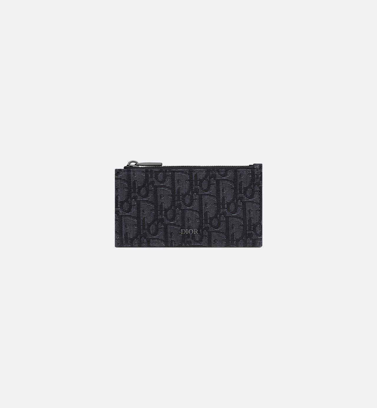 Zipped Card Holder Black Dior Oblique Jacquard And Grained Calfskin