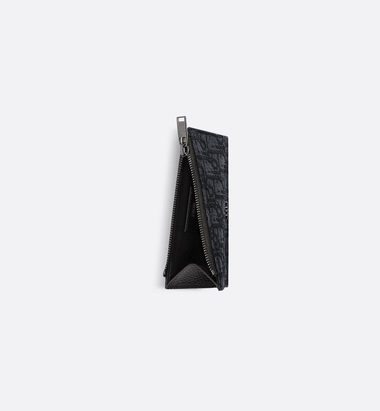 Zipped Card Holder Black Dior Oblique Jacquard And Grained Calfskin