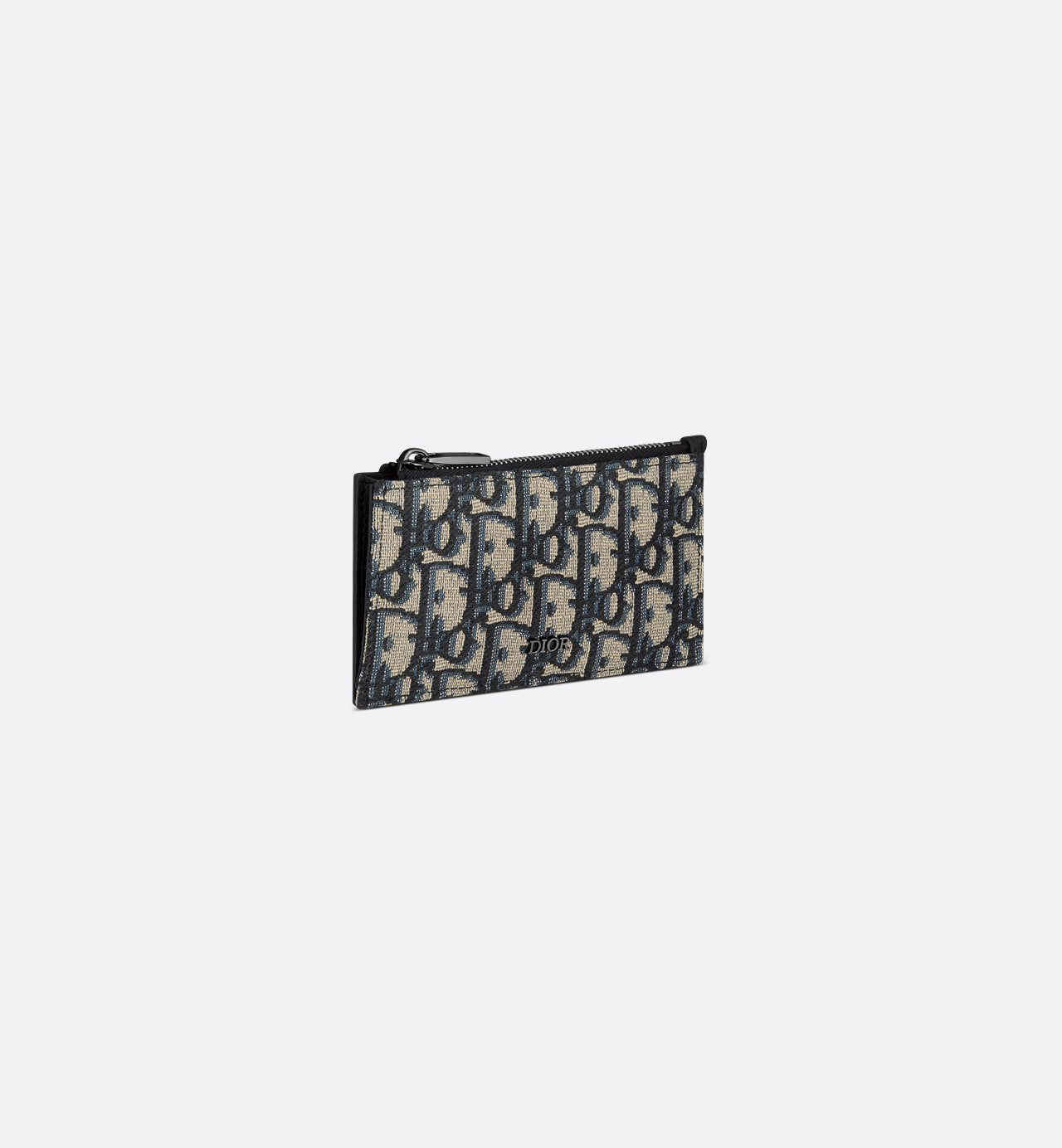 Zipped Card Holder Beige And Black Dior Oblique Jacquard With Black Grained Calfskin