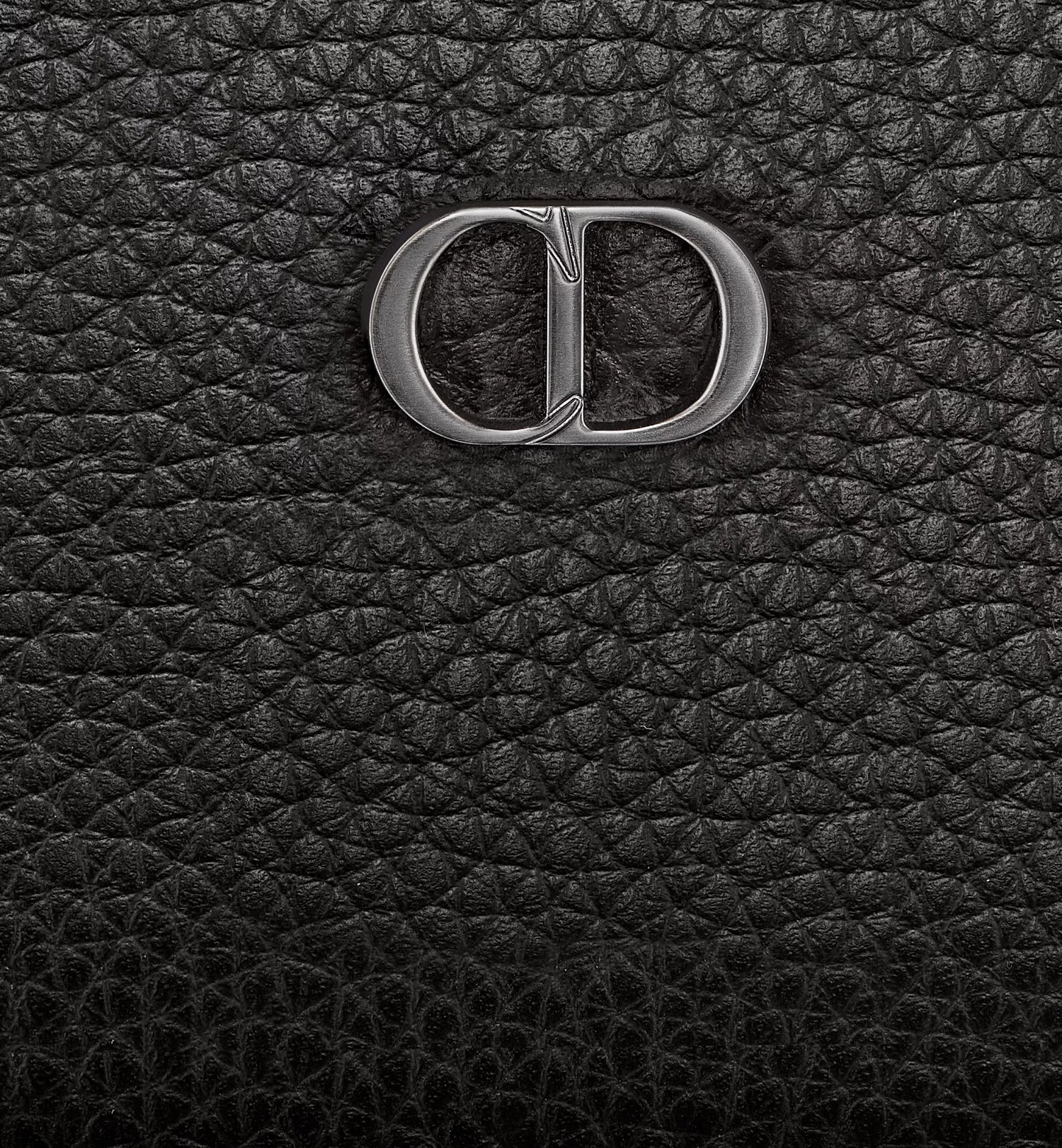 Cd Icon Zipped Long Wallet Black Grained Calfskin