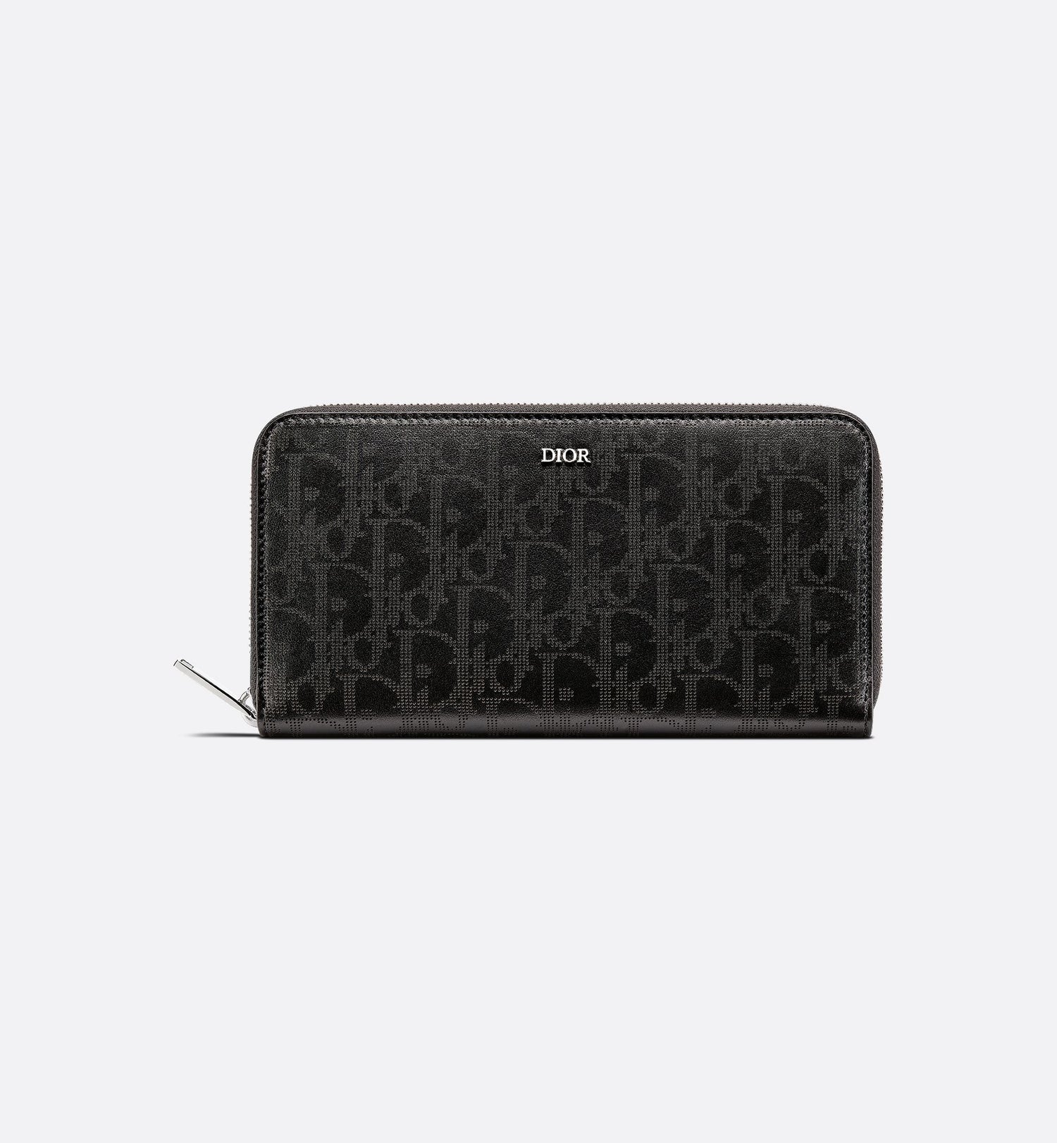 Zipped Long Wallet Black Dior Oblique Galaxy Leather