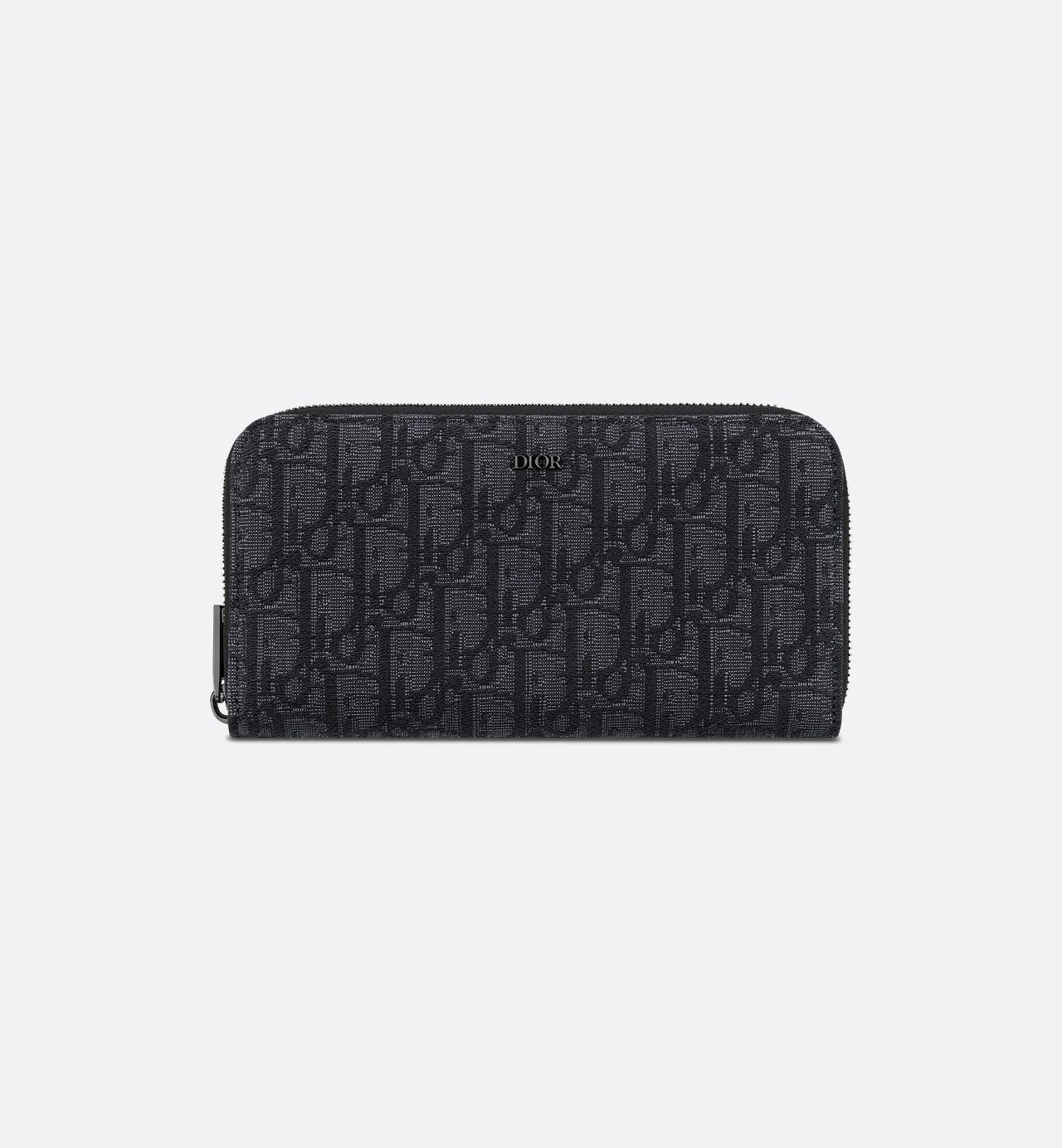 Zipped Long Wallet Black Dior Oblique Jacquard