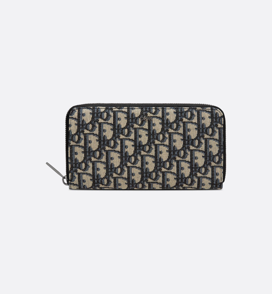 Long Zipped Wallet Beige And Black Dior Oblique Jacquard