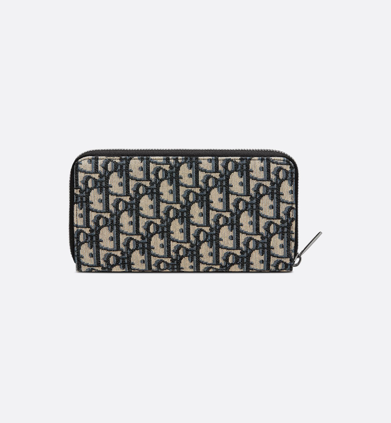 Long Zipped Wallet Beige And Black Dior Oblique Jacquard