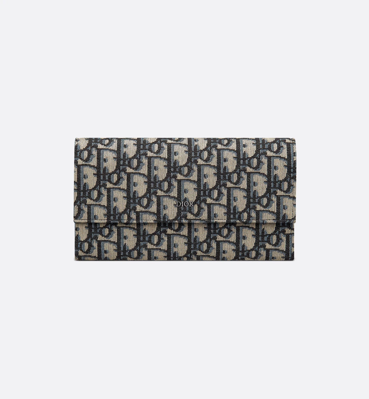 Long Flap Wallet Beige And Black Dior Oblique Jacquard