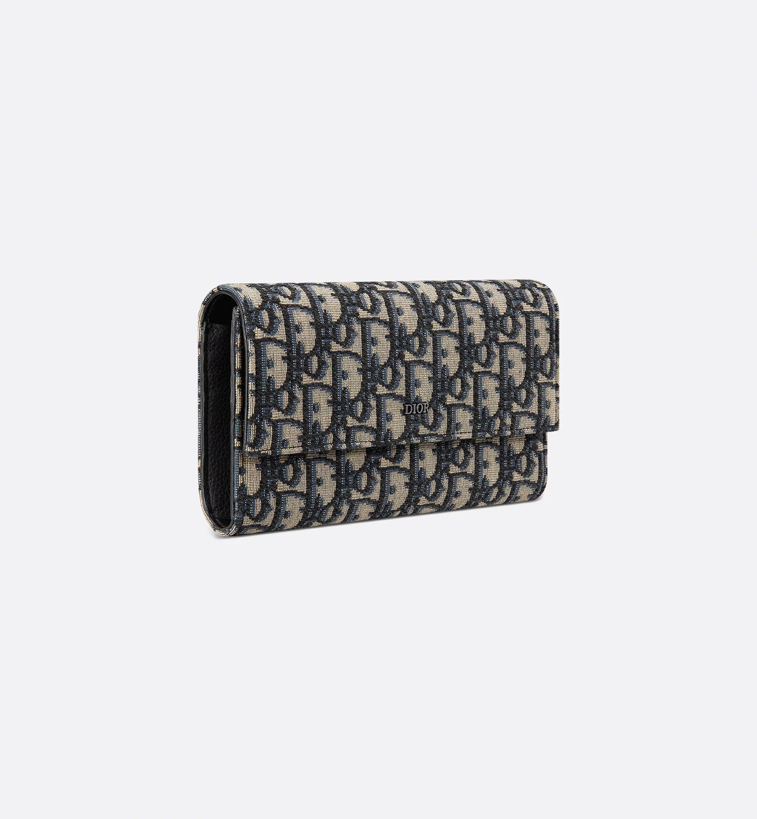 Long Flap Wallet Beige And Black Dior Oblique Jacquard