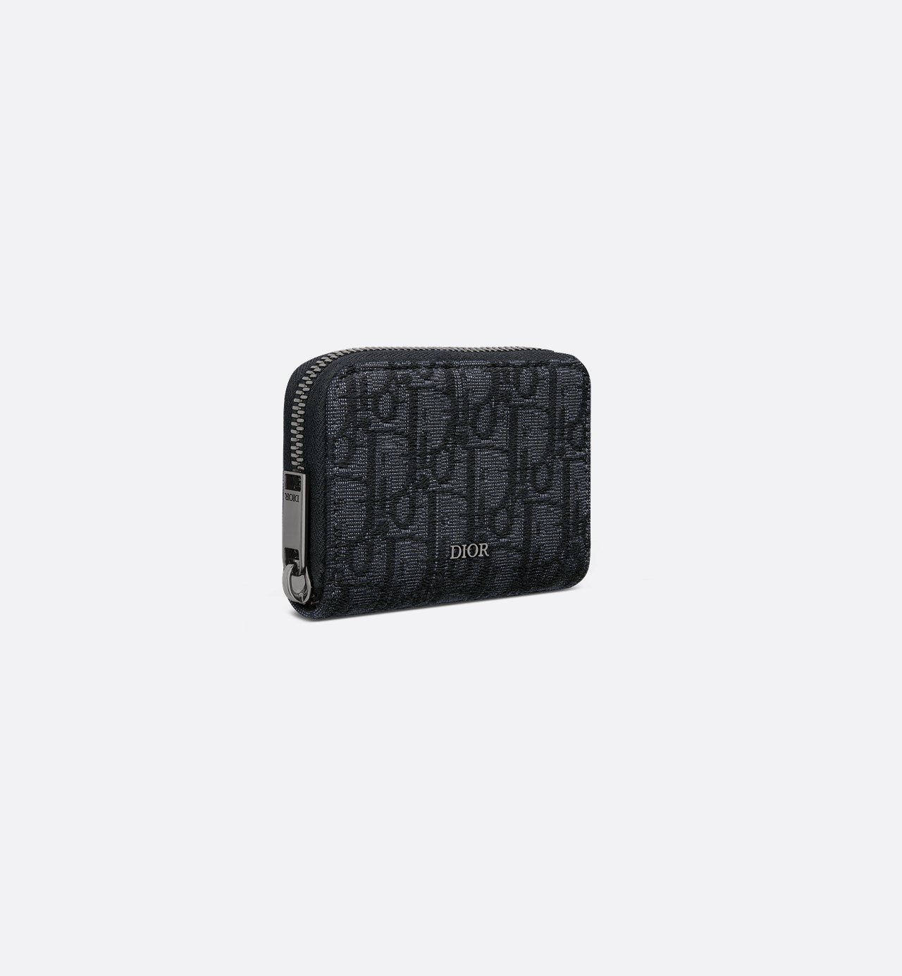 Zipped Coin Purse Black Dior Oblique Jacquard