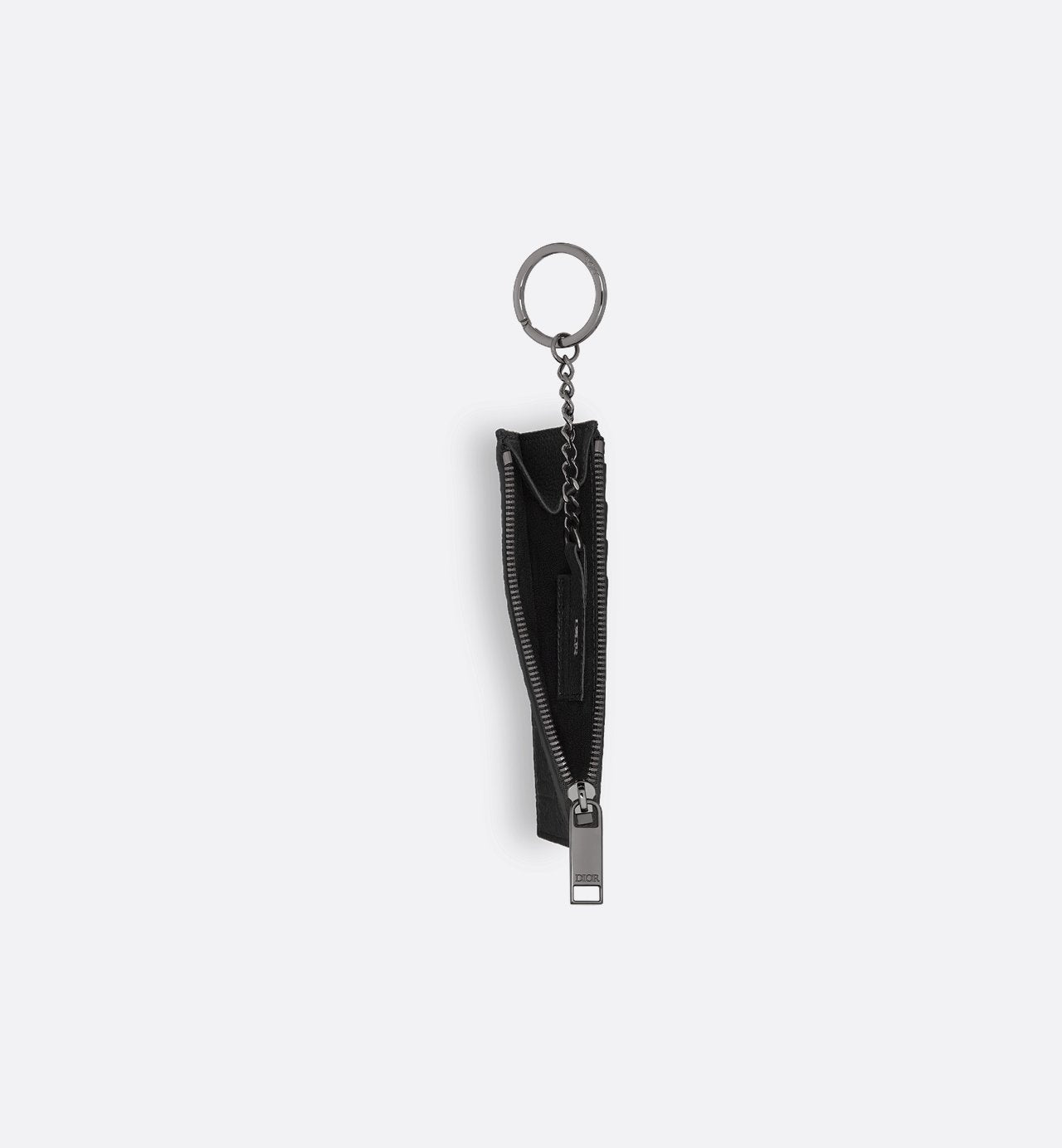 Zipped Card Holder With Split Ring Black Dior Gravity Leather