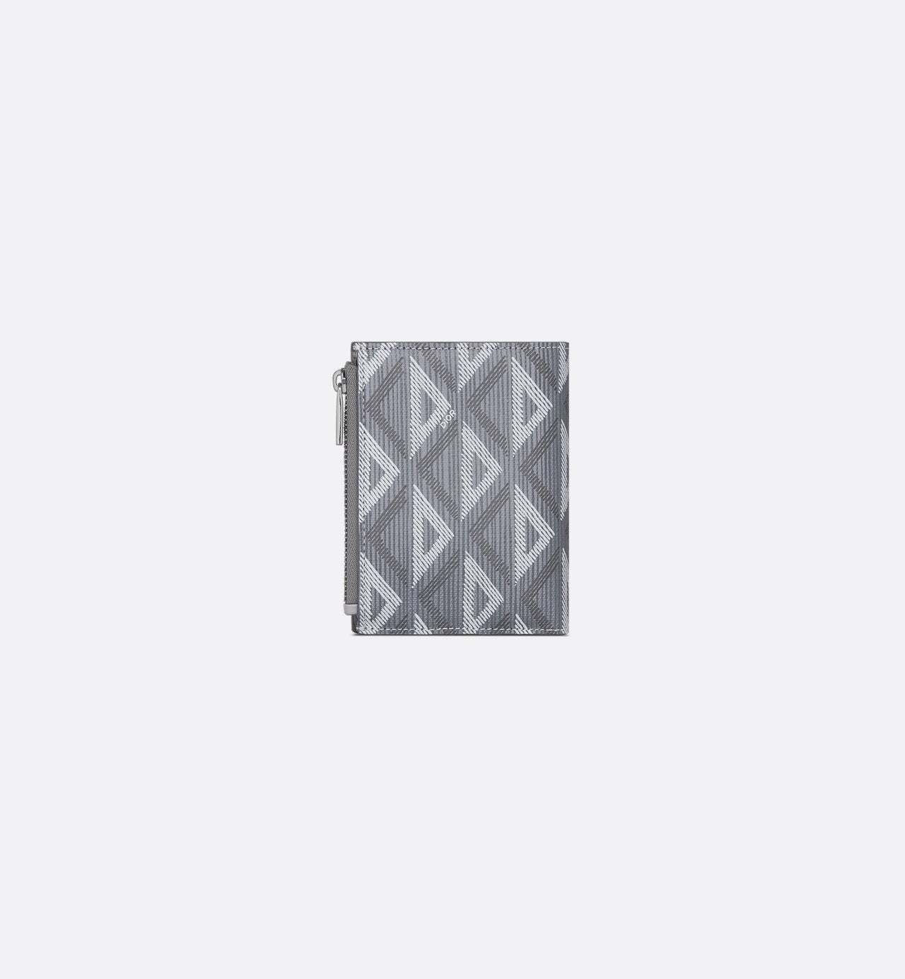 Vertical Compact Card Holder Dior Gray Coated Cotton Canvas With Cd Diamond Print