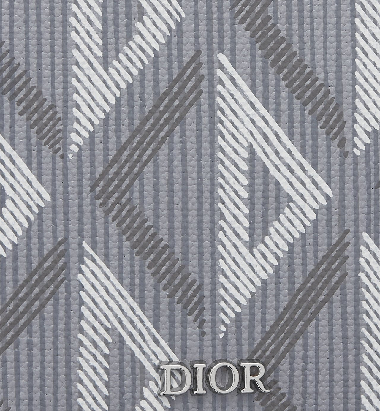 Vertical Compact Card Holder Dior Gray Coated Cotton Canvas With Cd Diamond Print