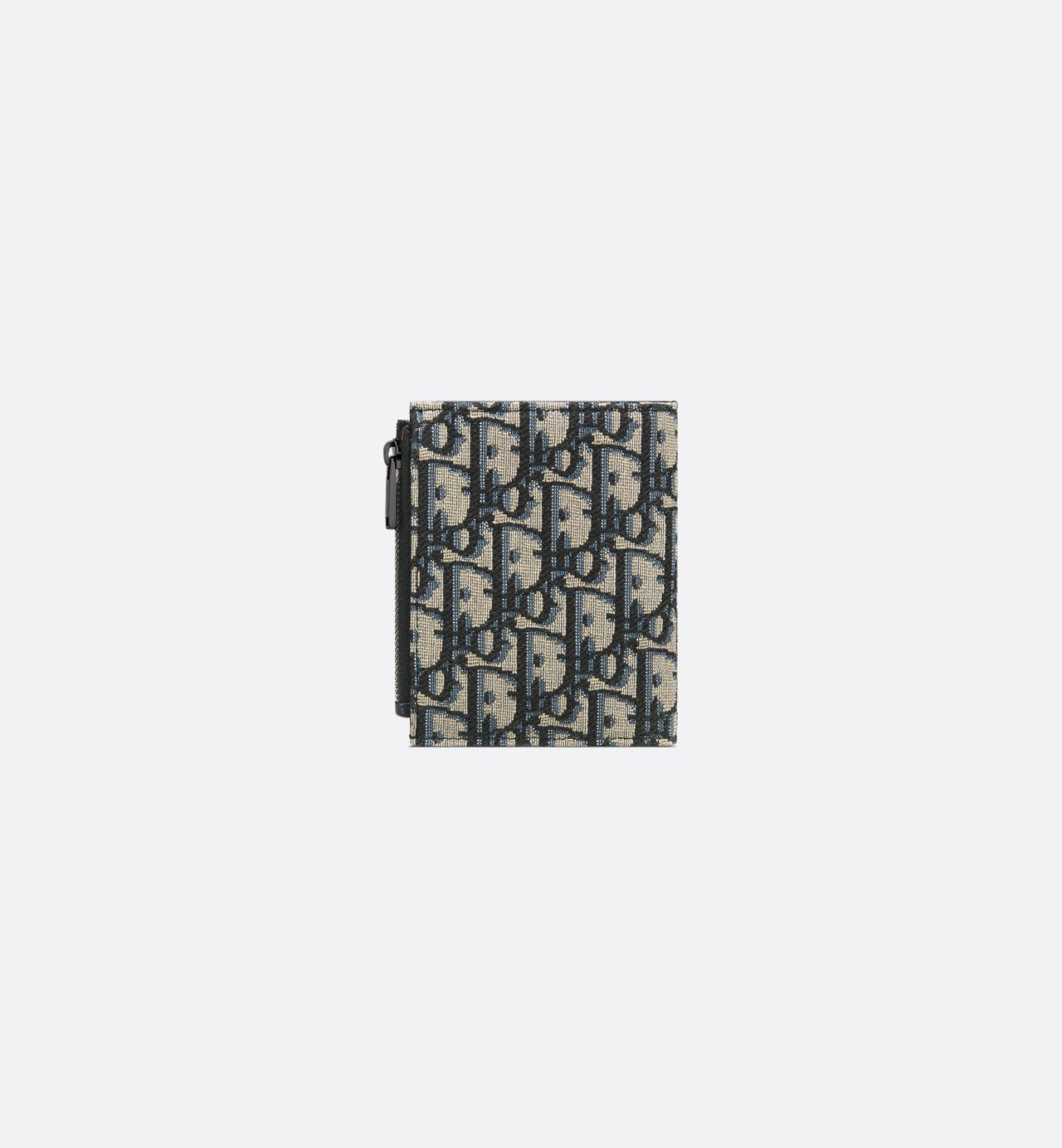 Vertical Compact Card Holder Beige And Black Dior Oblique Jacquard