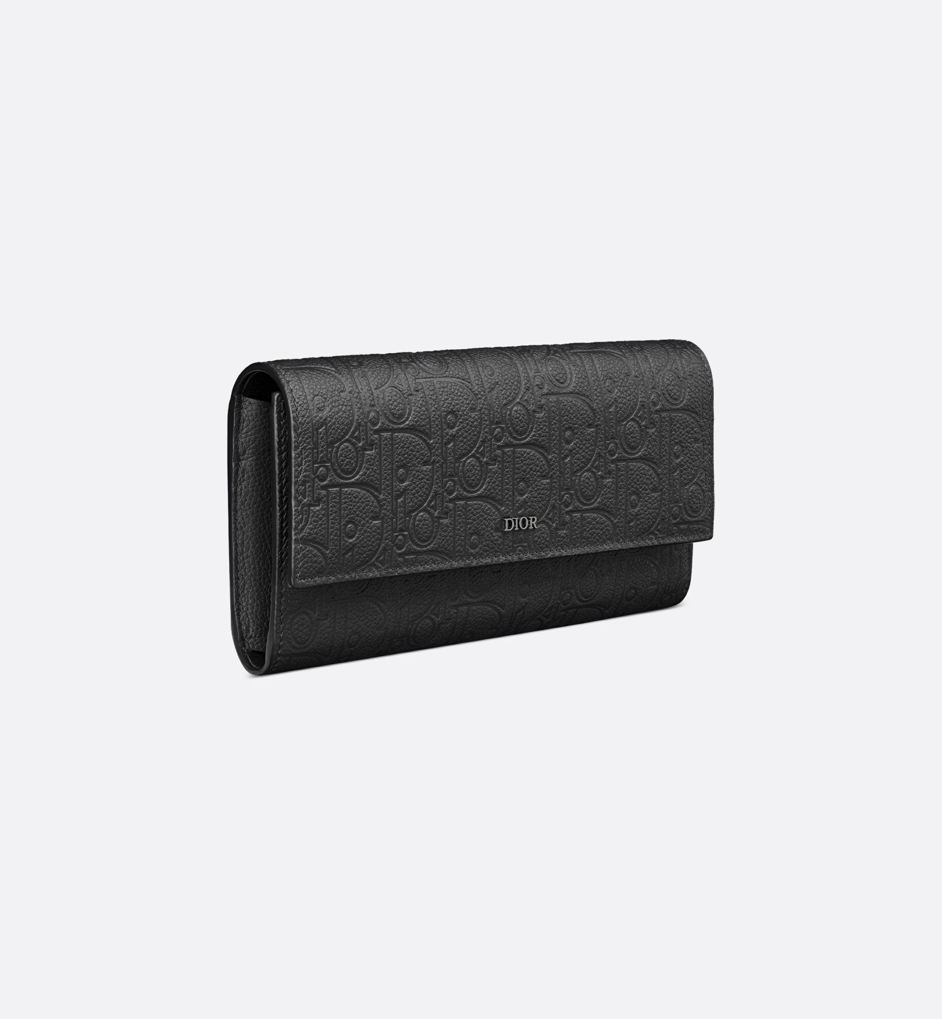 Long Flap Wallet Black Dior Gravity Leather