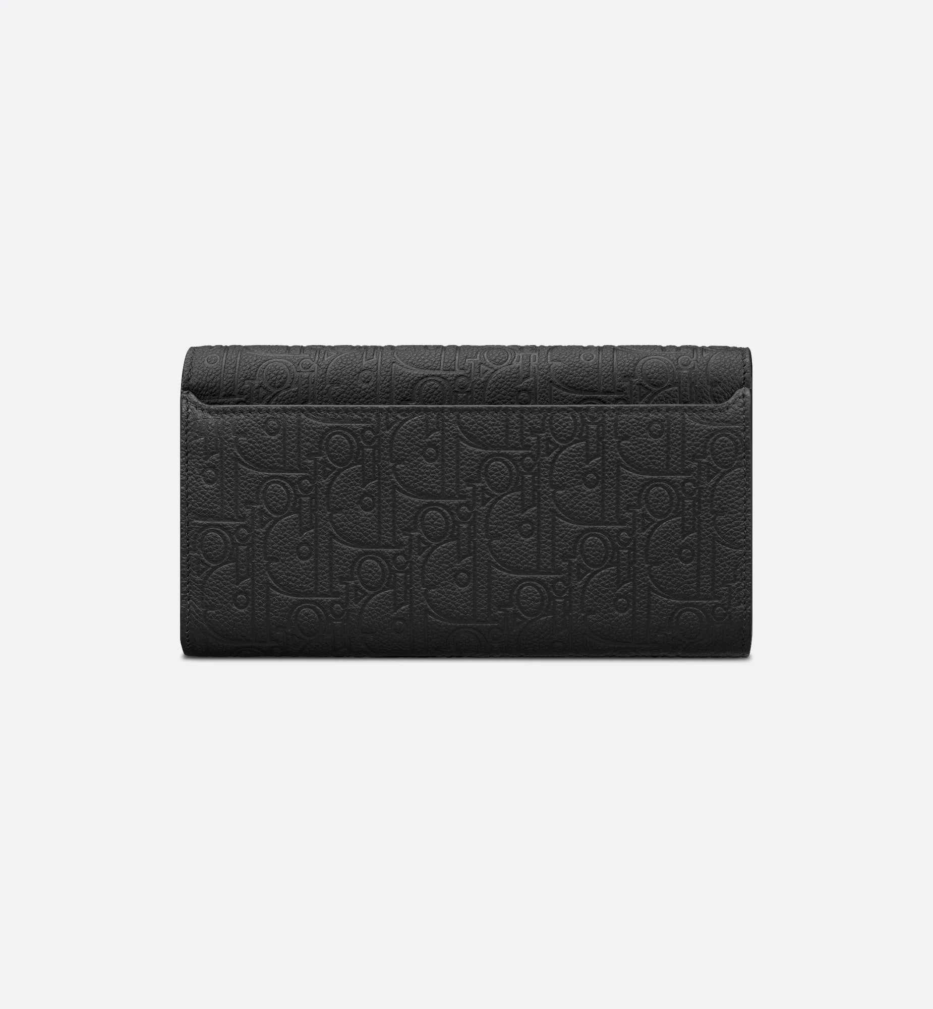 Long Flap Wallet Black Dior Gravity Leather