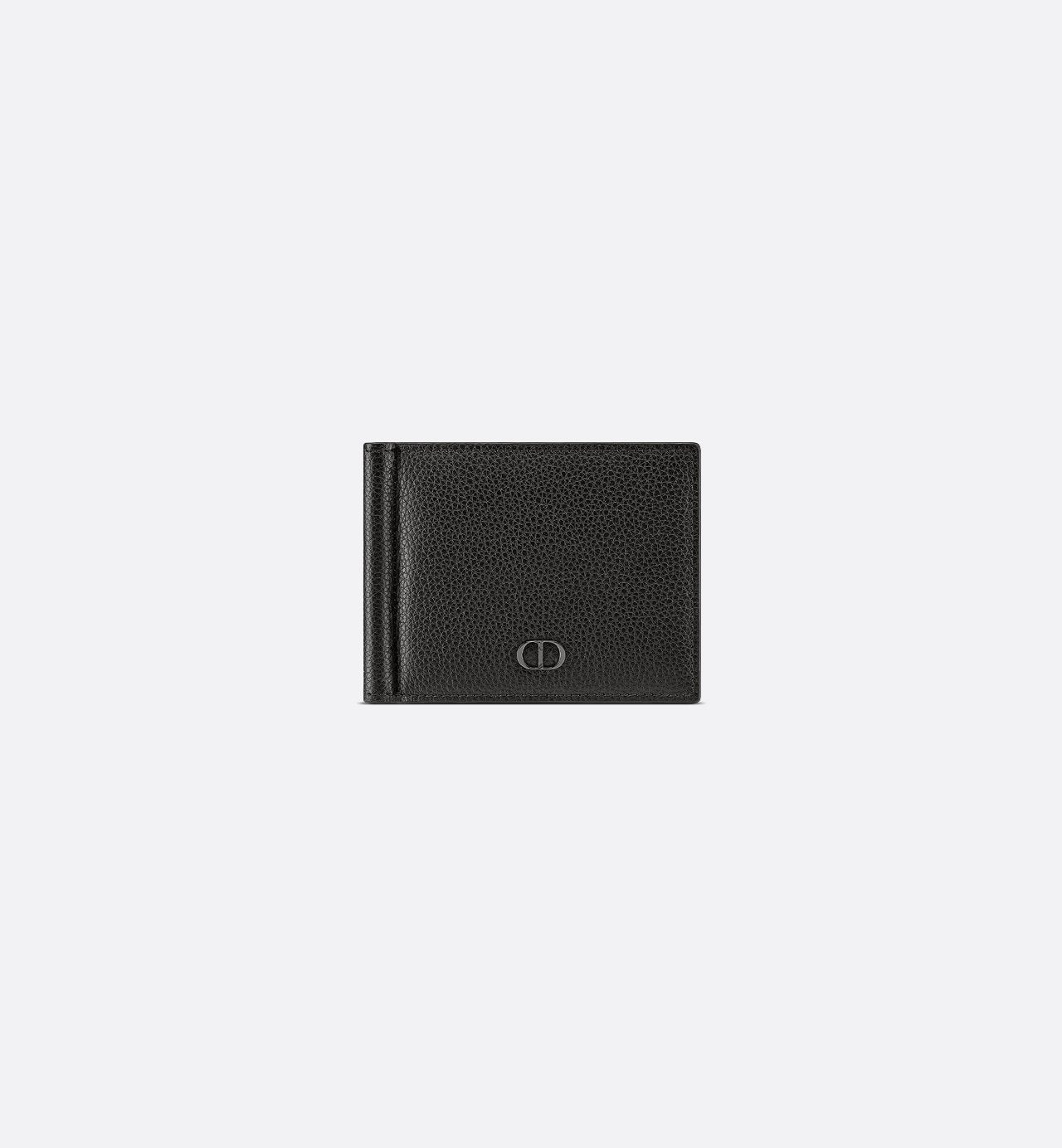 Wallet With Money Clip Black Grained Calfskin With Cd Icon Signature