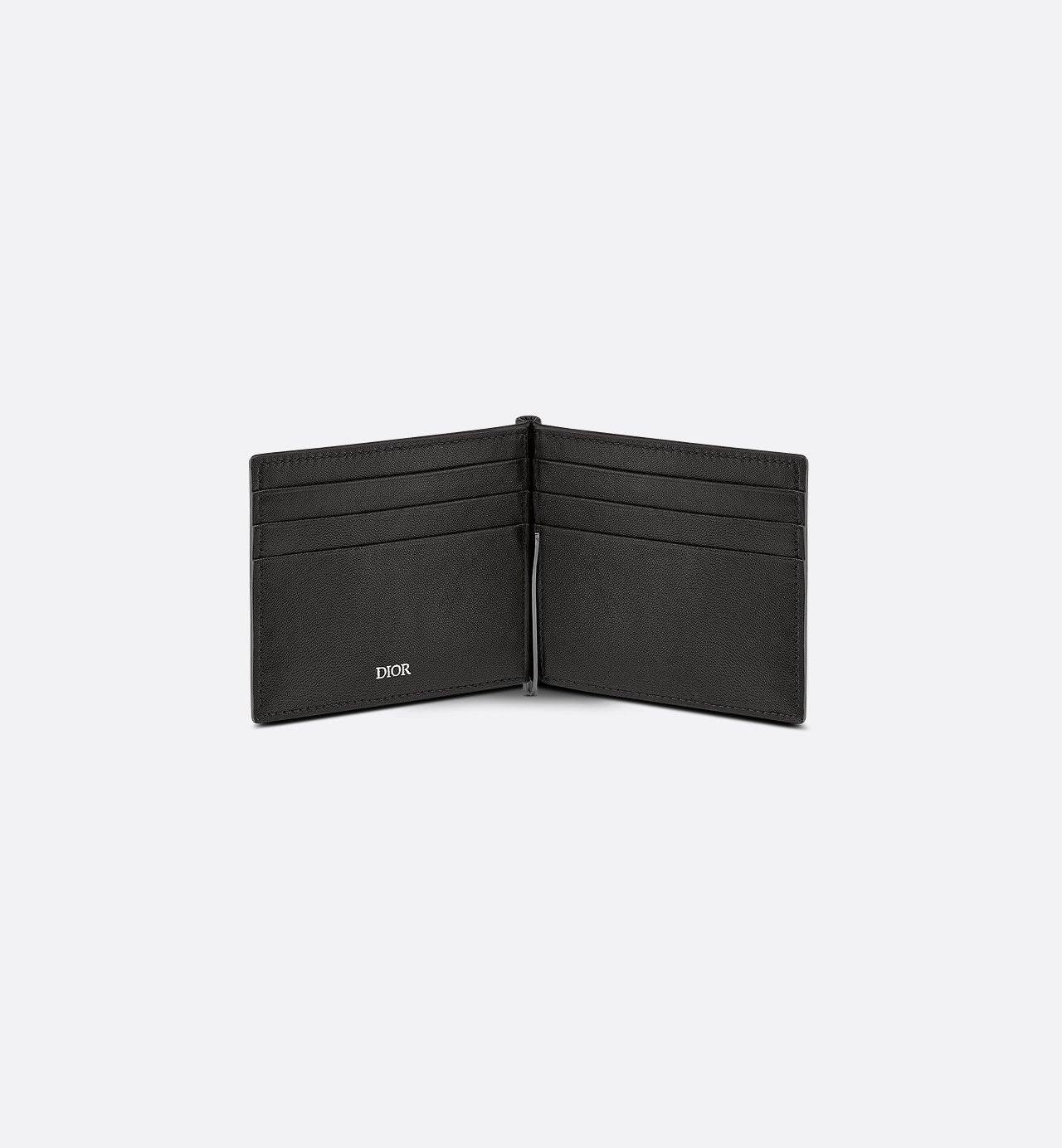 Wallet With Money Clip Black Grained Calfskin With Cd Icon Signature