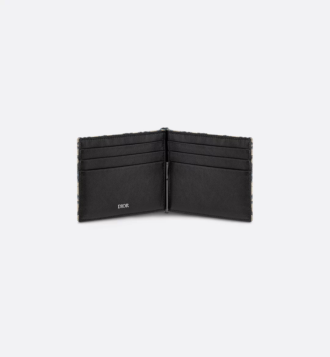 Wallet With Money Clip Beige And Black Dior Oblique Jacquard