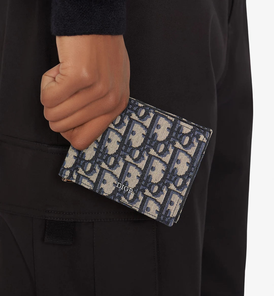 Wallet With Money Clip Beige And Black Dior Oblique Jacquard