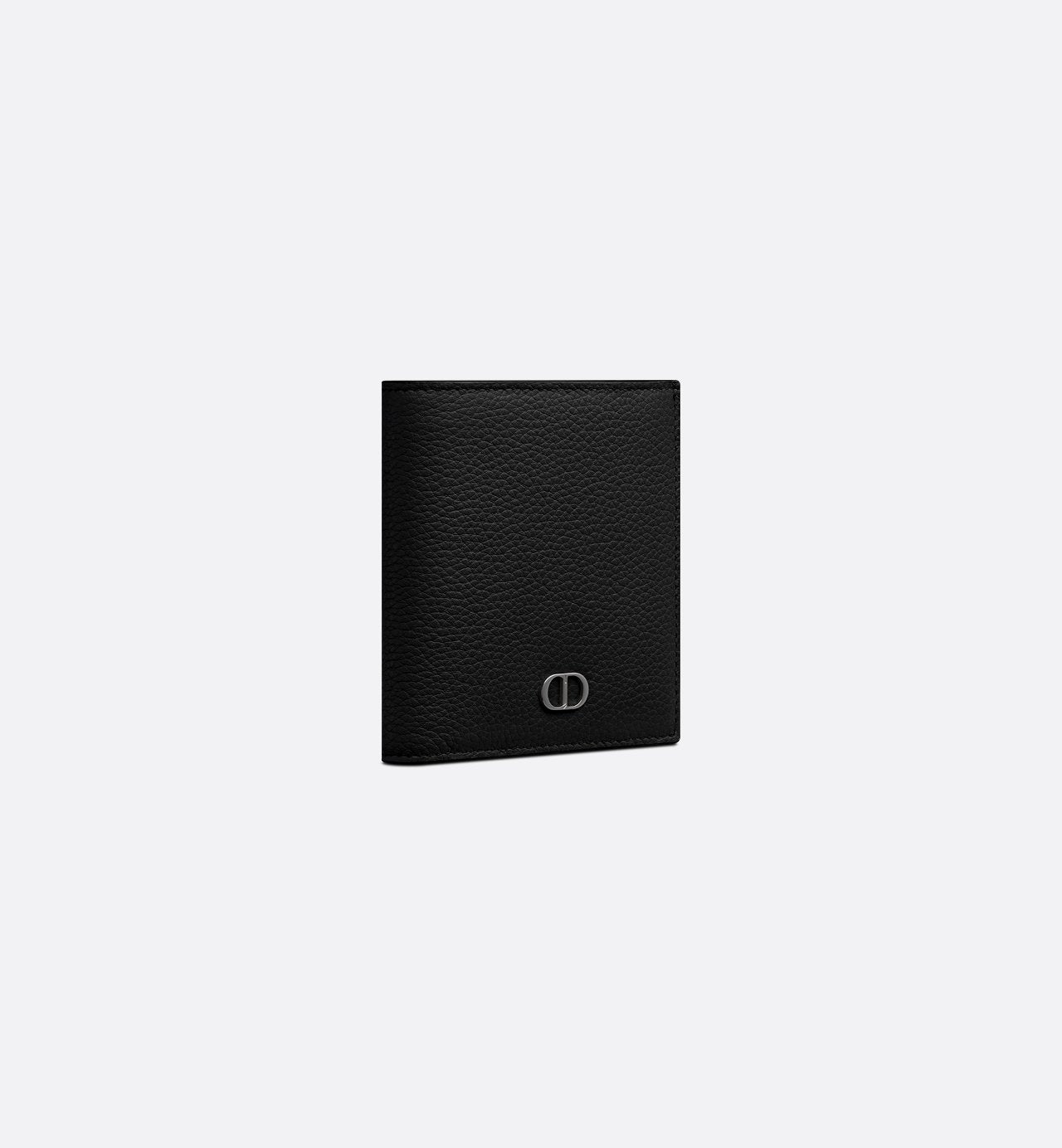 Cd Icon Vertical Bifold Wallet Black Grained Calfskin