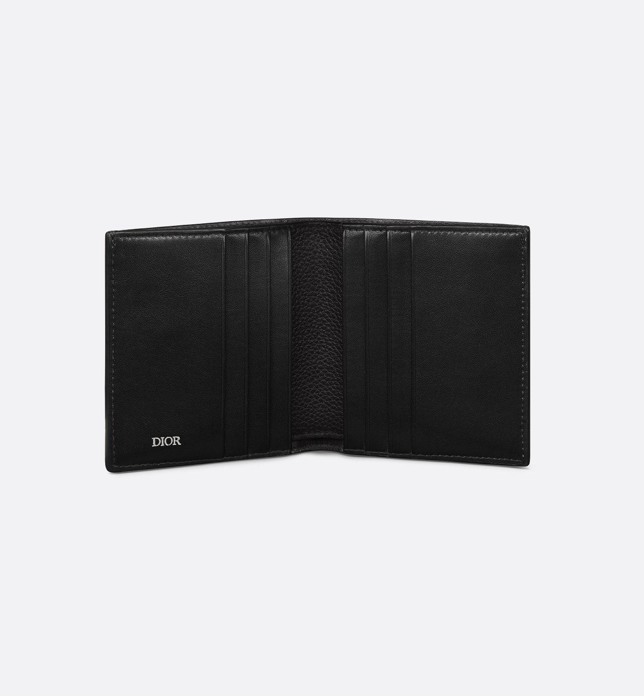 Cd Icon Vertical Bifold Wallet Black Grained Calfskin