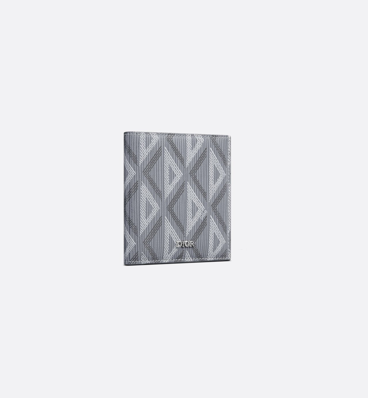 Vertical Bifold Wallet Dior Gray Coated Cotton Canvas With Cd Diamond Print