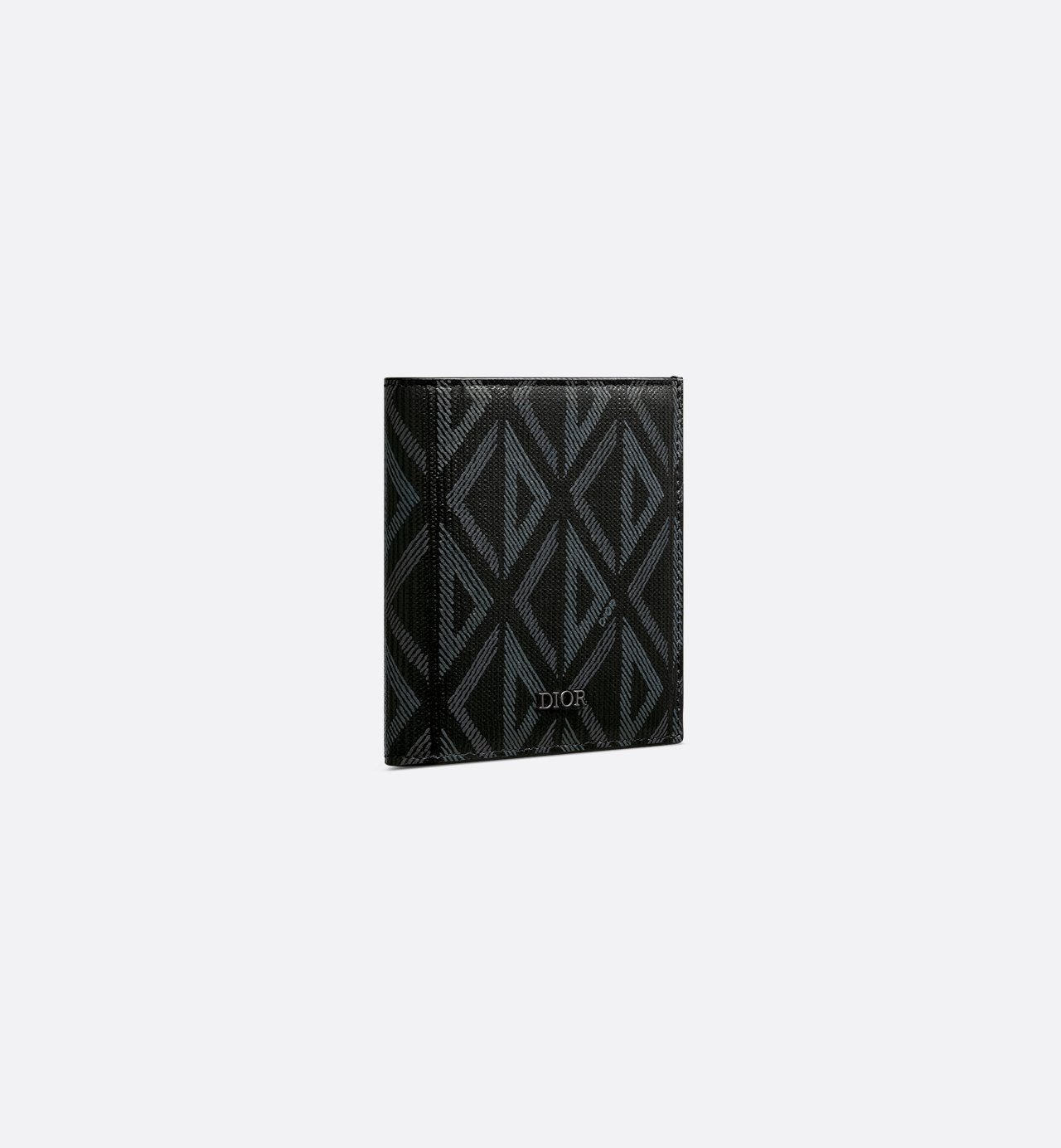 Vertical Bifold Wallet Black Coated Cotton Canvas With Cd Diamond Print