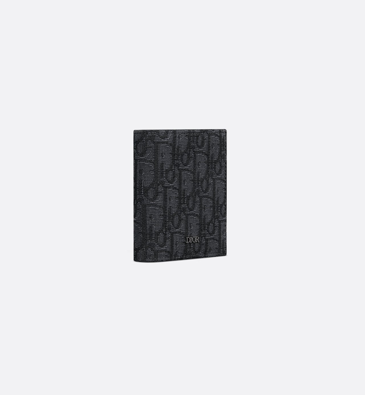 Vertical Bifold Wallet Black Dior Oblique Jacquard