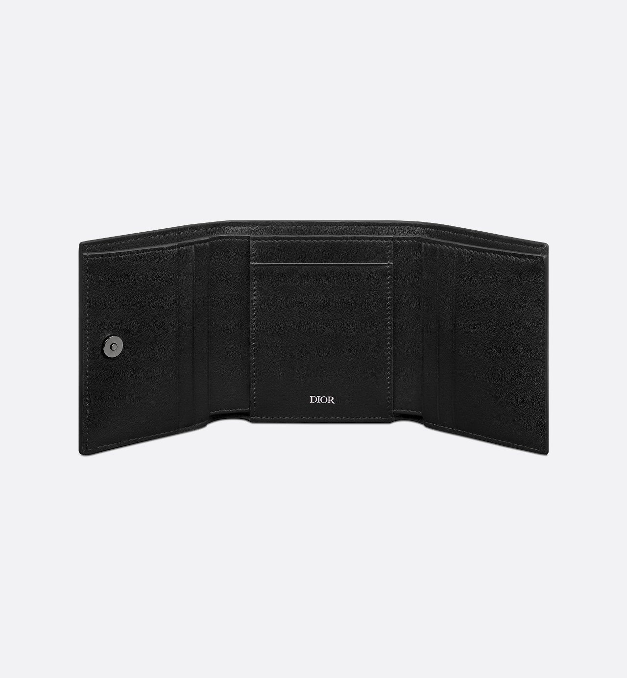 Trifold Wallet Black Coated Cotton Canvas With Cd Diamond Print