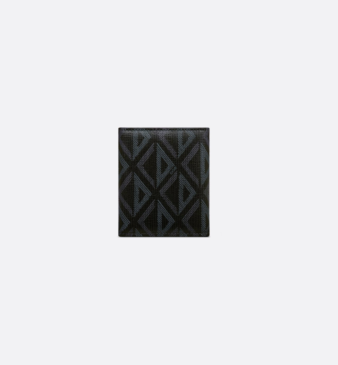 Trifold Wallet Black Coated Cotton Canvas With Cd Diamond Print