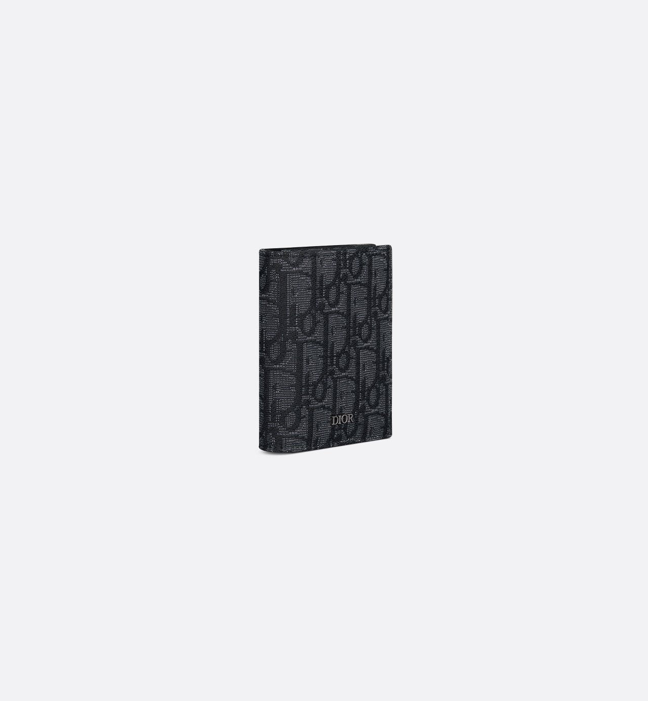 Trifold Wallet Black Dior Oblique Jacquard