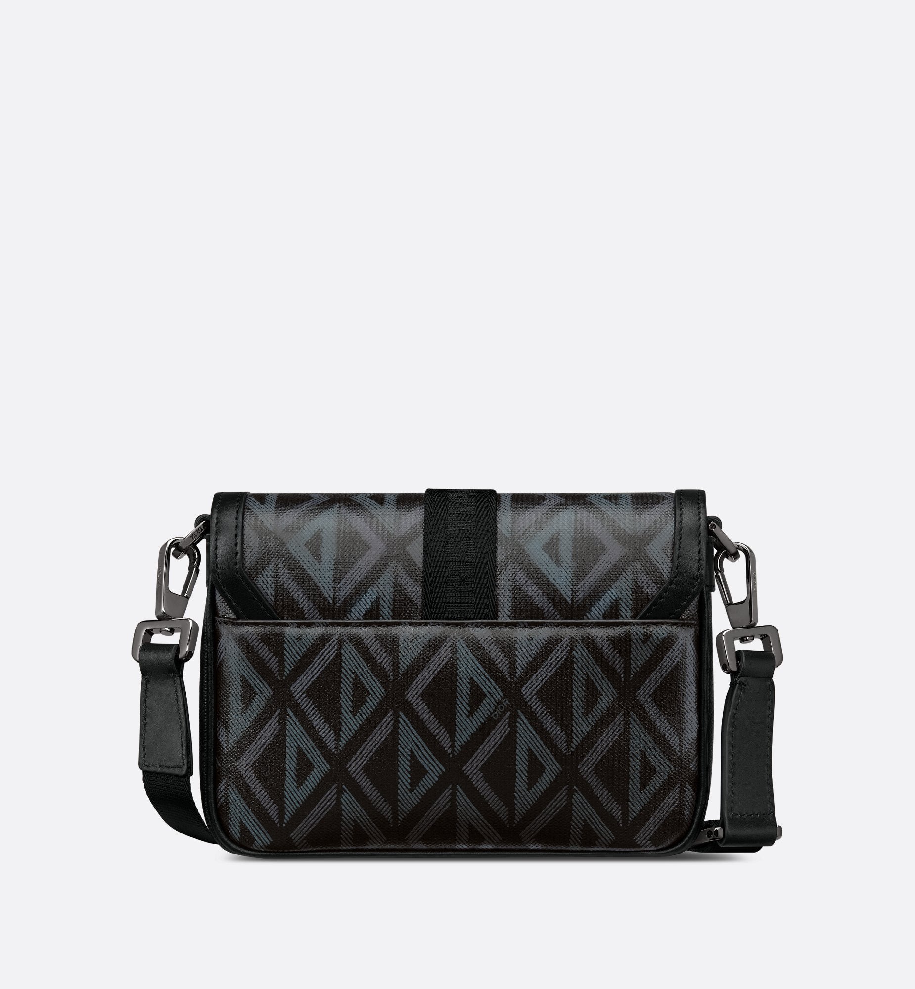 Mini Dior Hit The Road Messenger Bag With Flap Black Coated Cotton Canvas With Cd Diamond Print