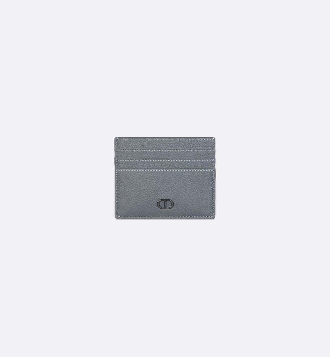 Cd Icon Card Holder Deep Gray Grained Calfskin