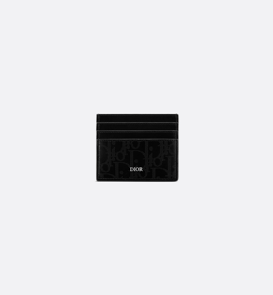 Card Holder Black Dior Oblique Galaxy Leather