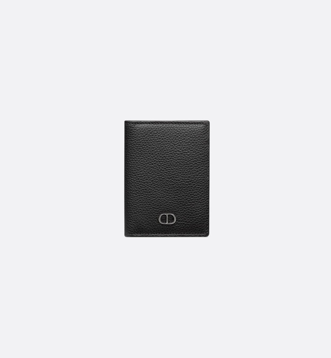 Cd Icon Vertical Bifold Card Holder Black Grained Calfskin