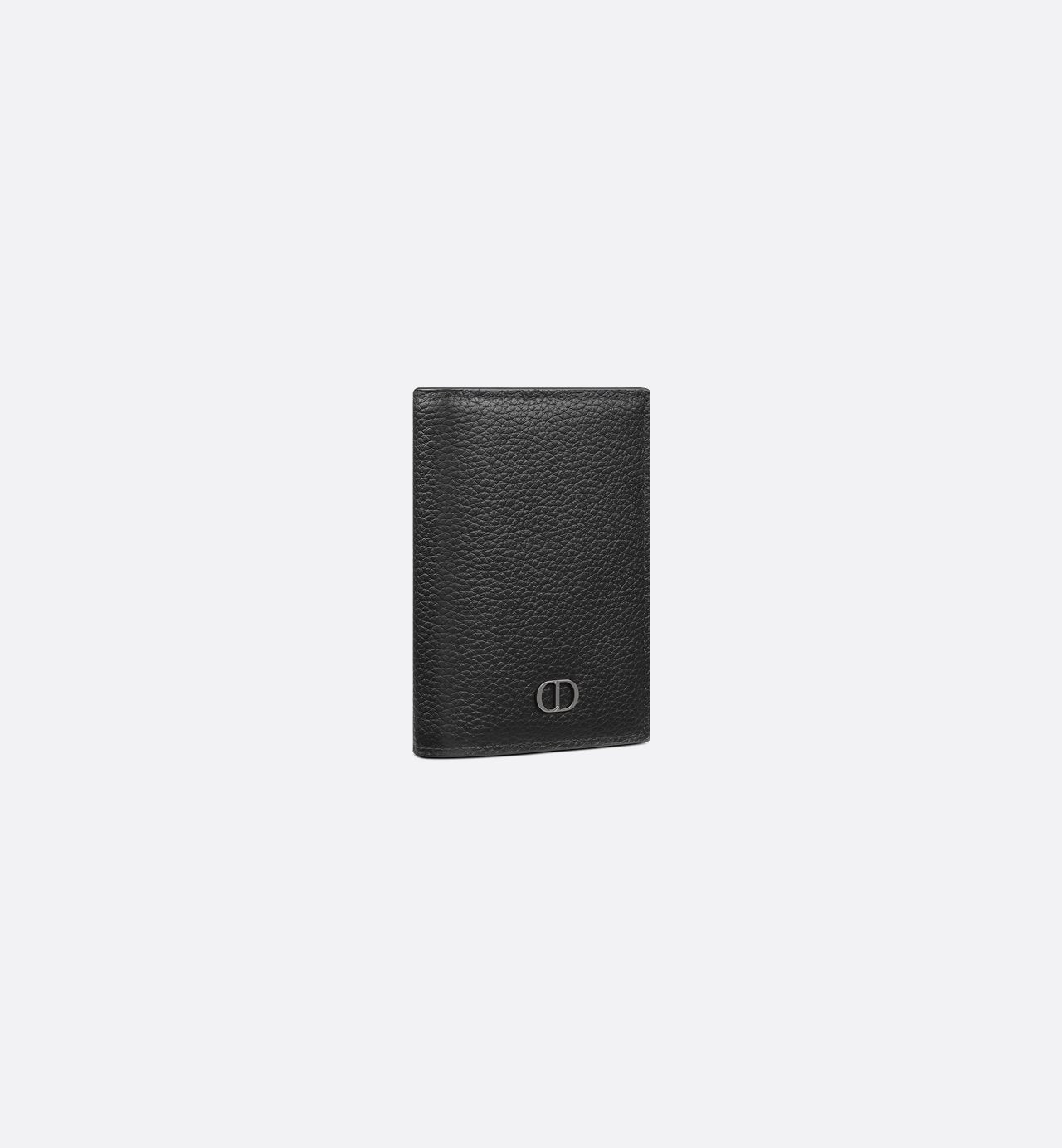 Cd Icon Vertical Bifold Card Holder Black Grained Calfskin