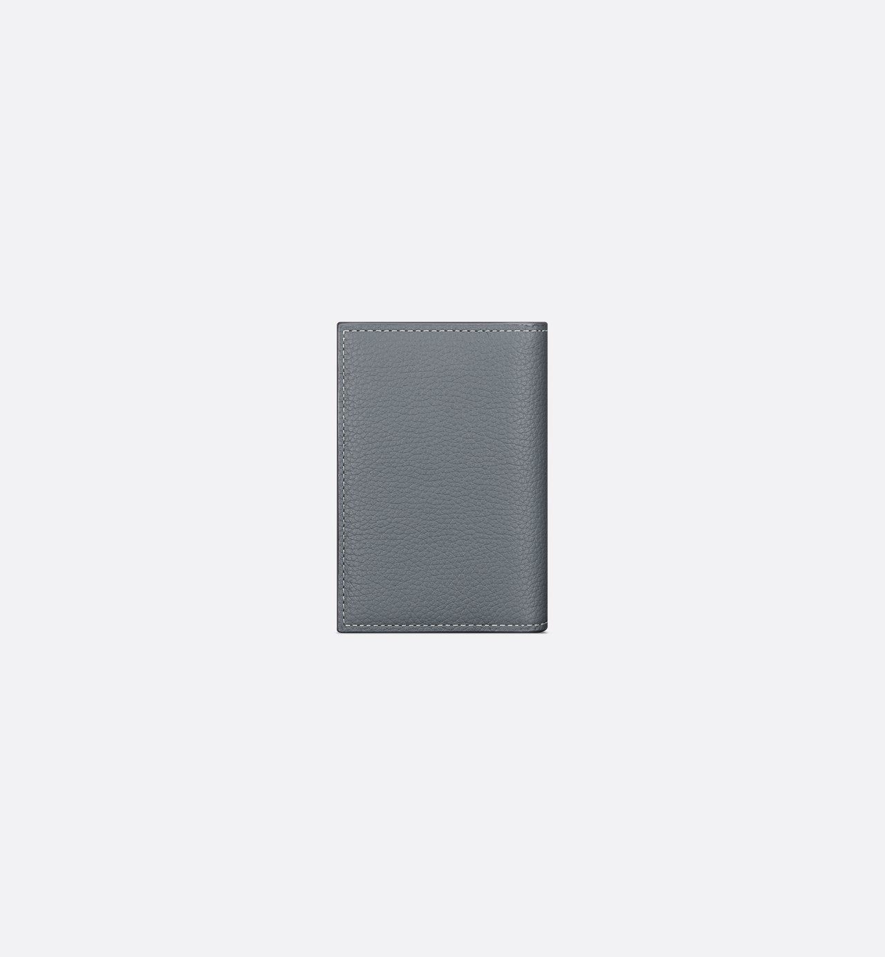 Cd Icon Vertical Bifold Card Holder Deep Gray Grained Calfskin And Deep Gray Smooth Calfskin