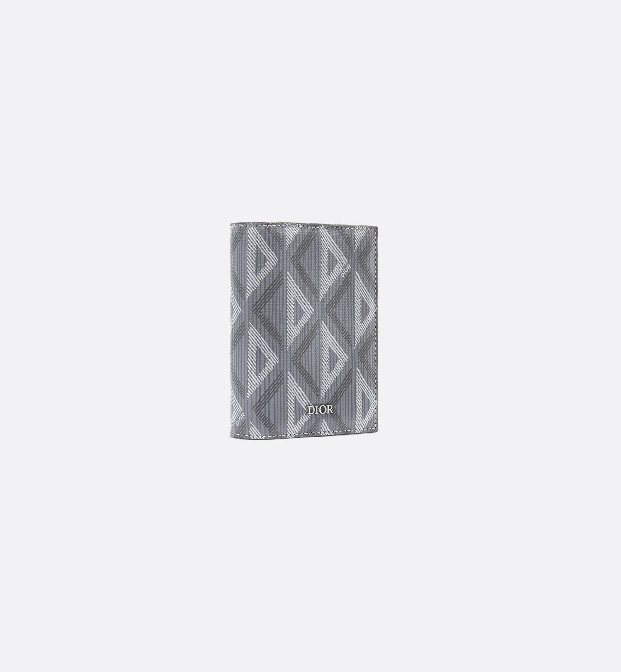 Vertical Bifold Card Holder Dior Gray Coated Cotton Canvas With Cd Diamond Print