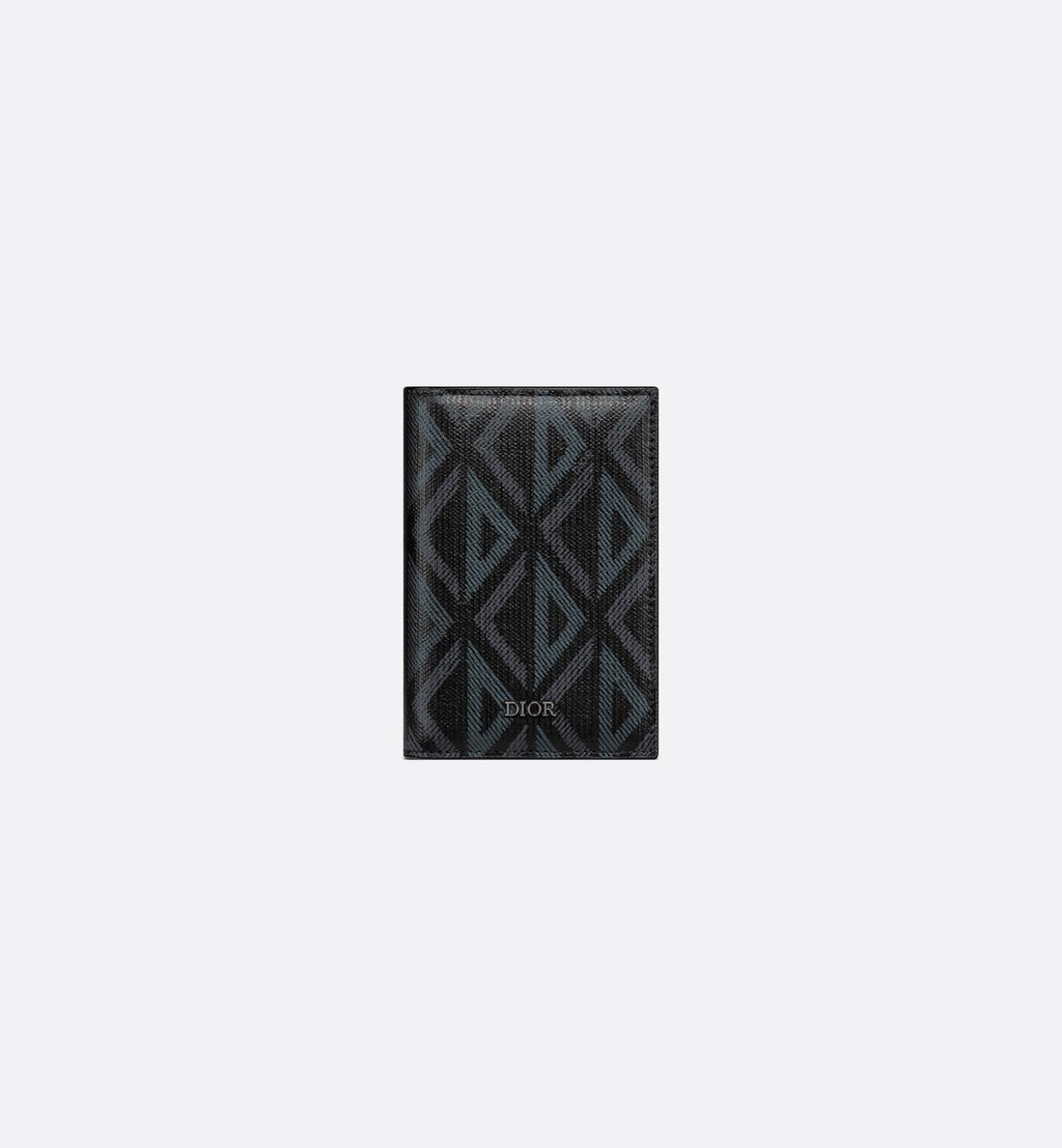 Vertical Bifold Card Holder Black Coated Cotton Canvas With Cd Diamond Print