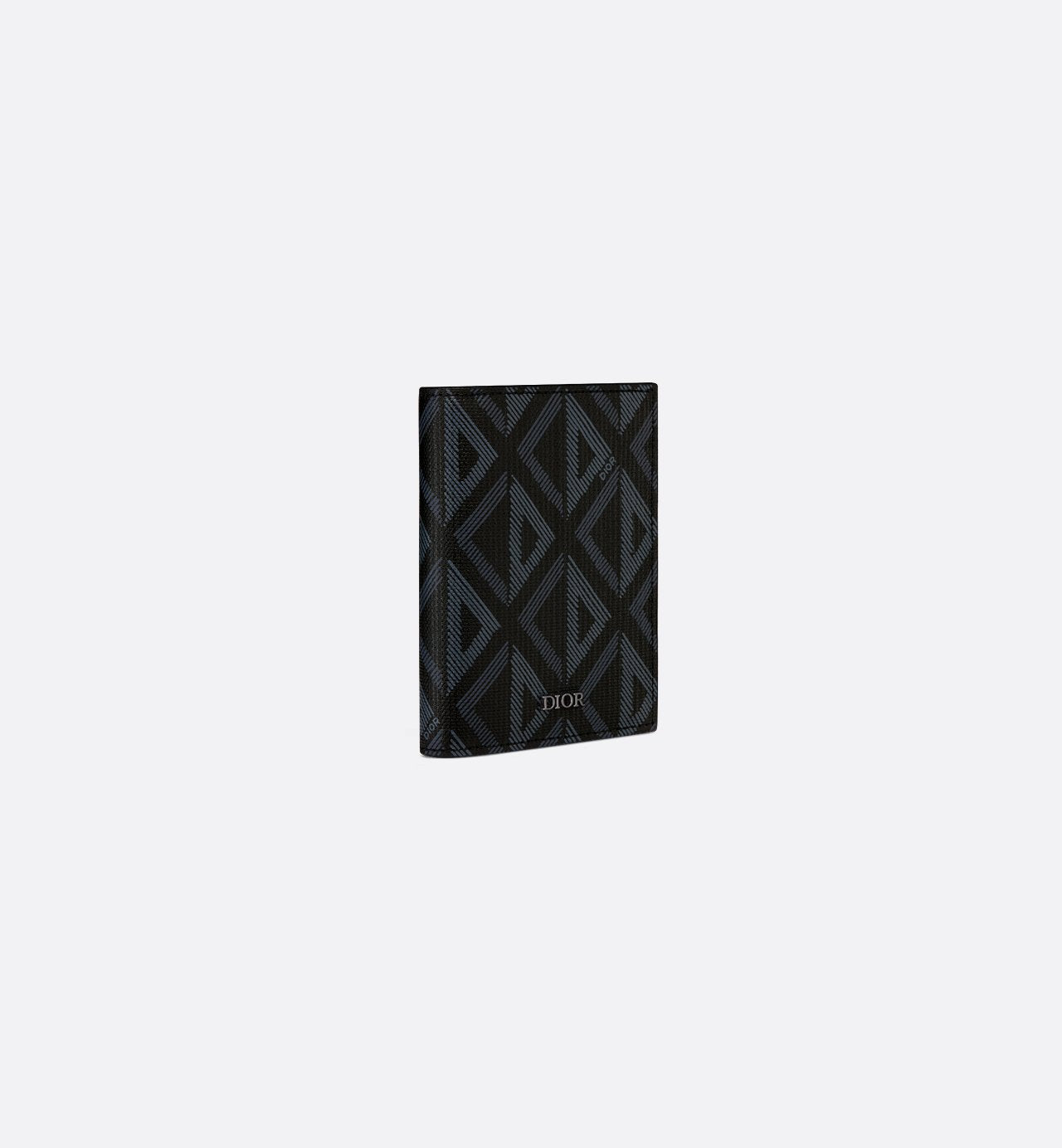 Vertical Bifold Card Holder Black Coated Cotton Canvas With Cd Diamond Print