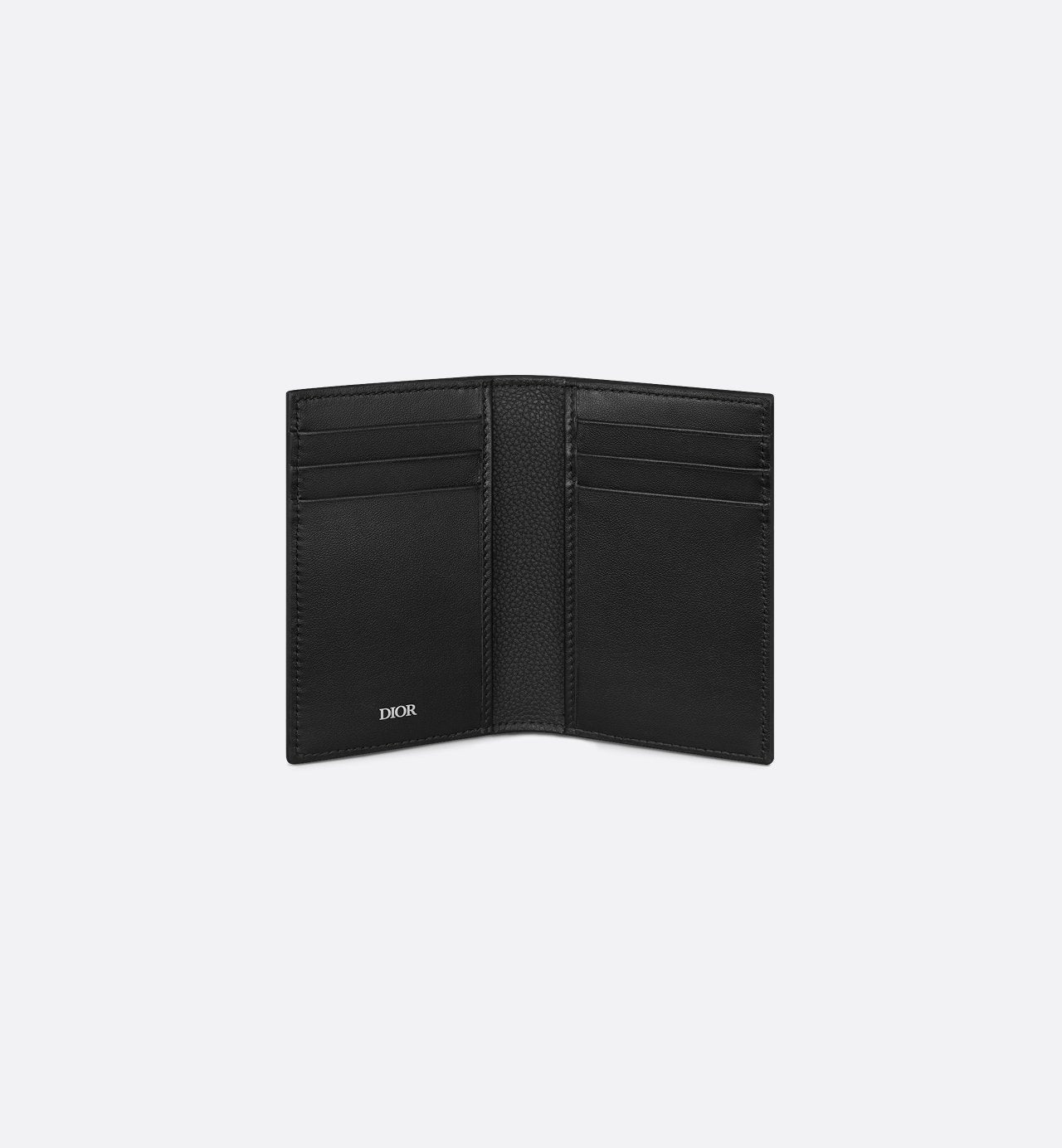 Vertical Bifold Card Holder Black Dior Gravity Leather