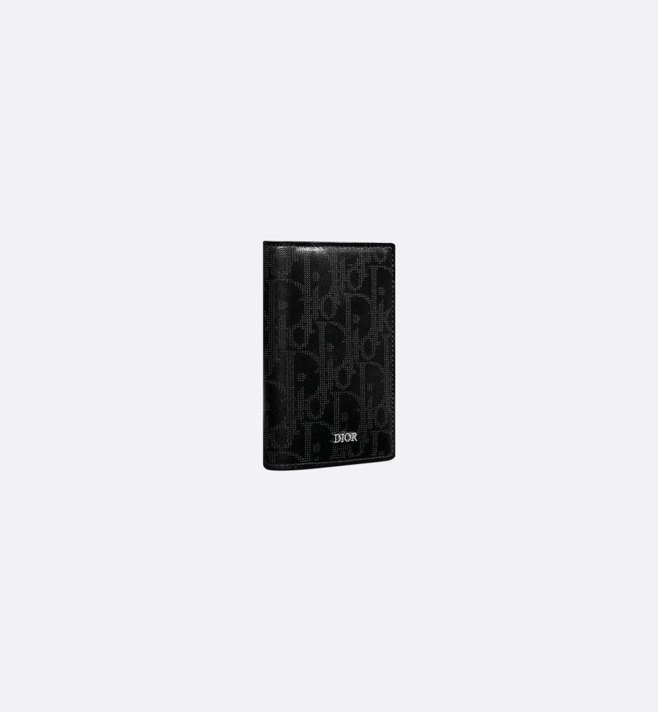 Vertical Bifold Card Holder Black Dior Oblique Galaxy Leather