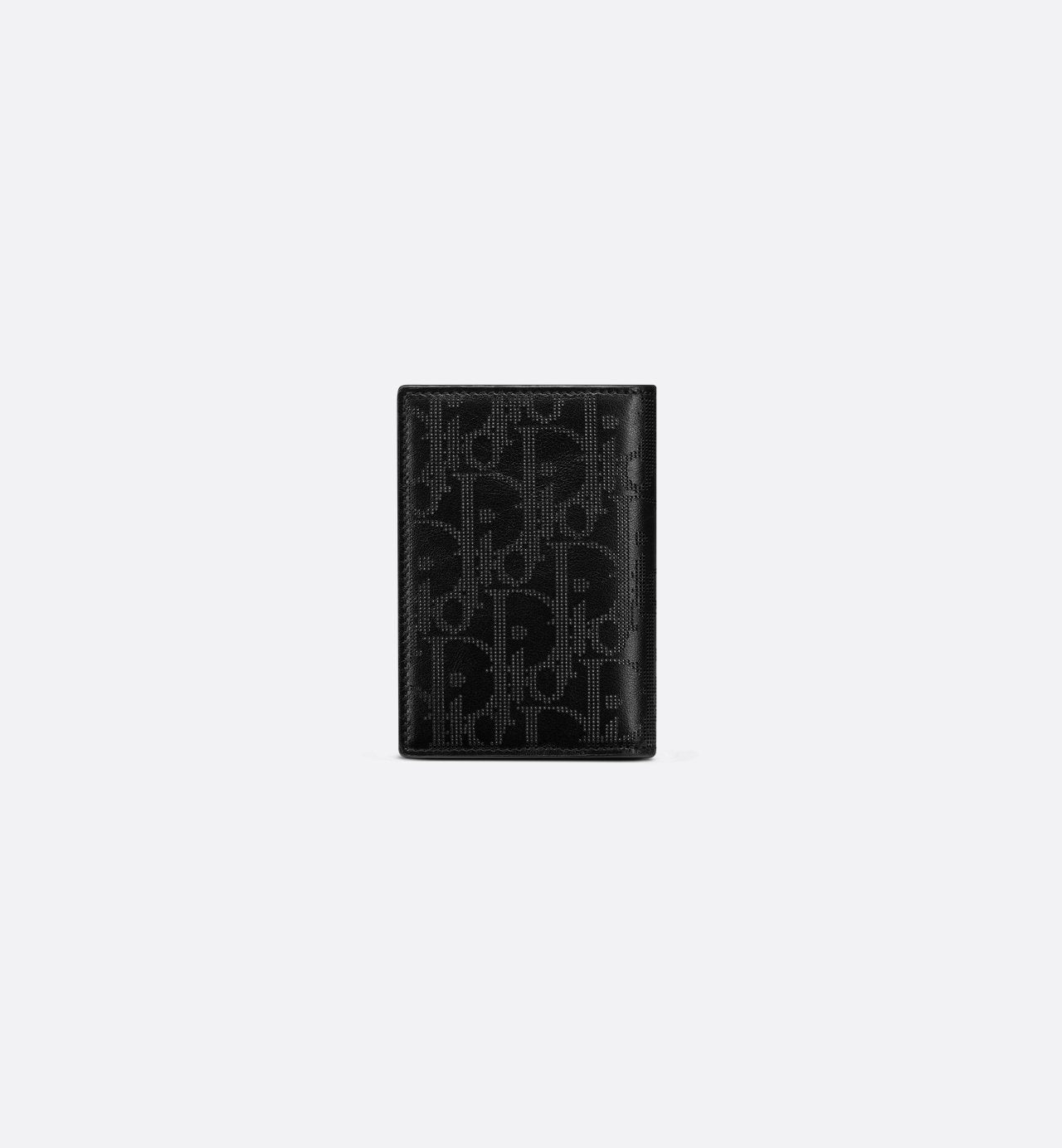 Vertical Bifold Card Holder Black Dior Oblique Galaxy Leather