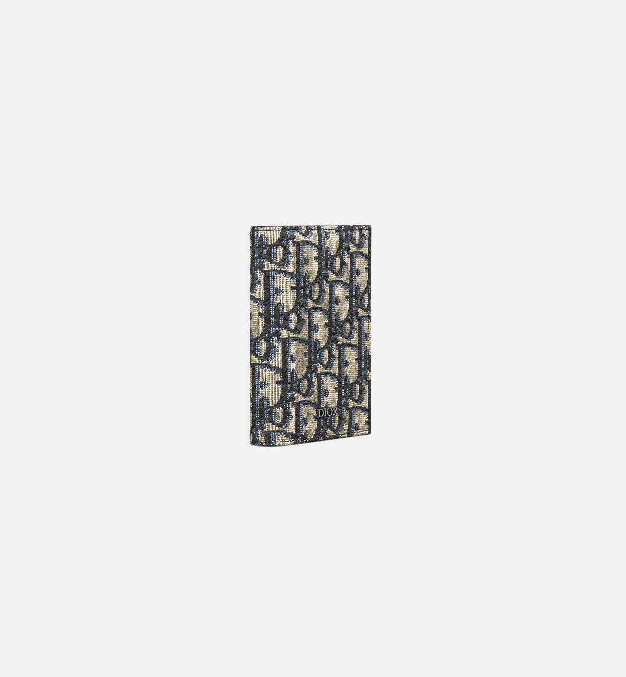 Vertical Bifold Card Holder Beige And Black Dior Oblique Jacquard