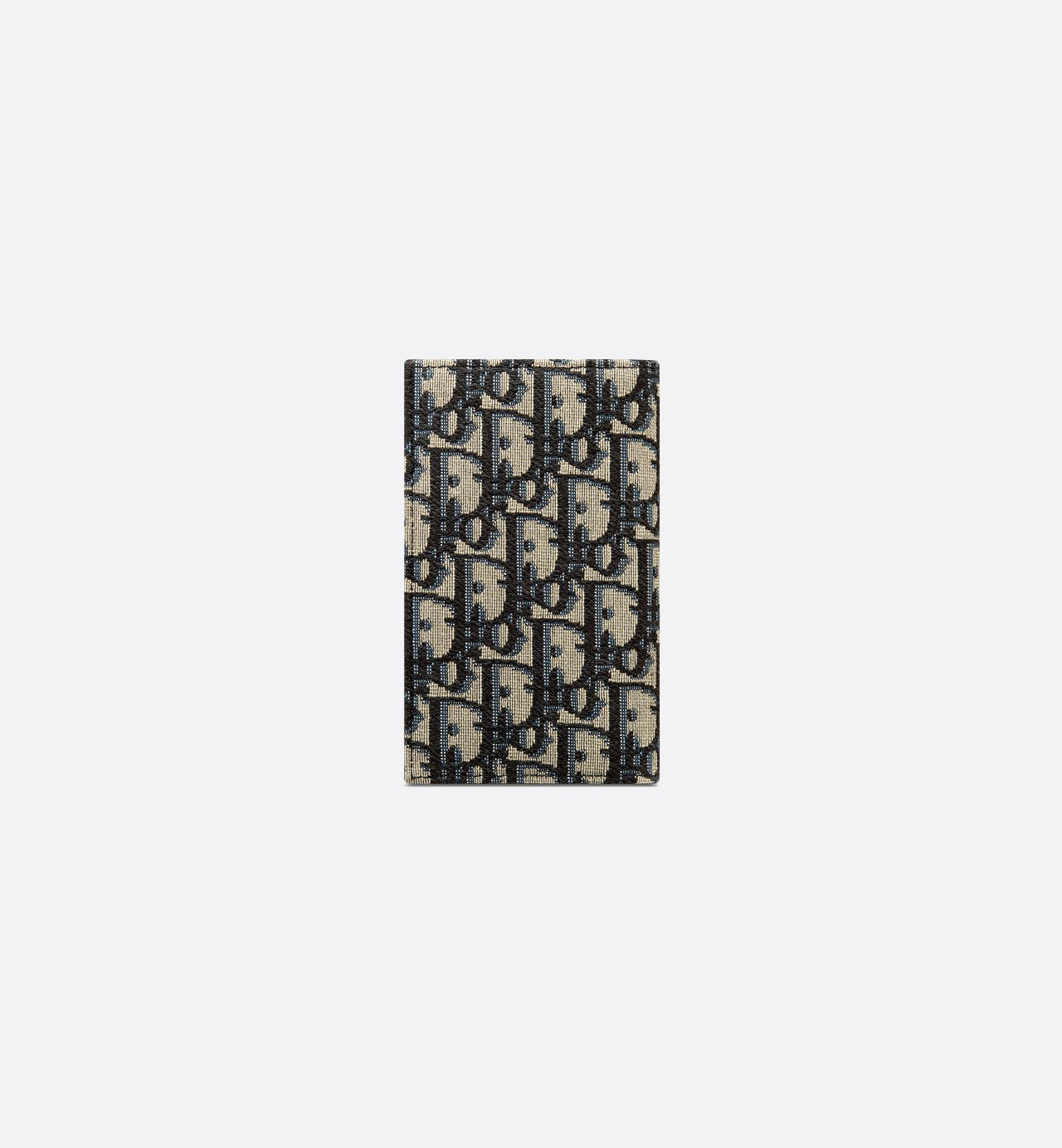 Long Bifold Card Holder Beige And Black Dior Oblique Jacquard