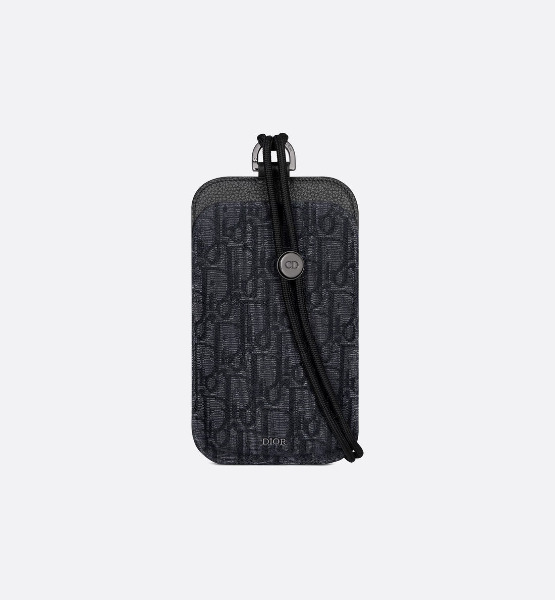 Phone Pouch Black Dior Oblique Jacquard And Black Grained Calfskin