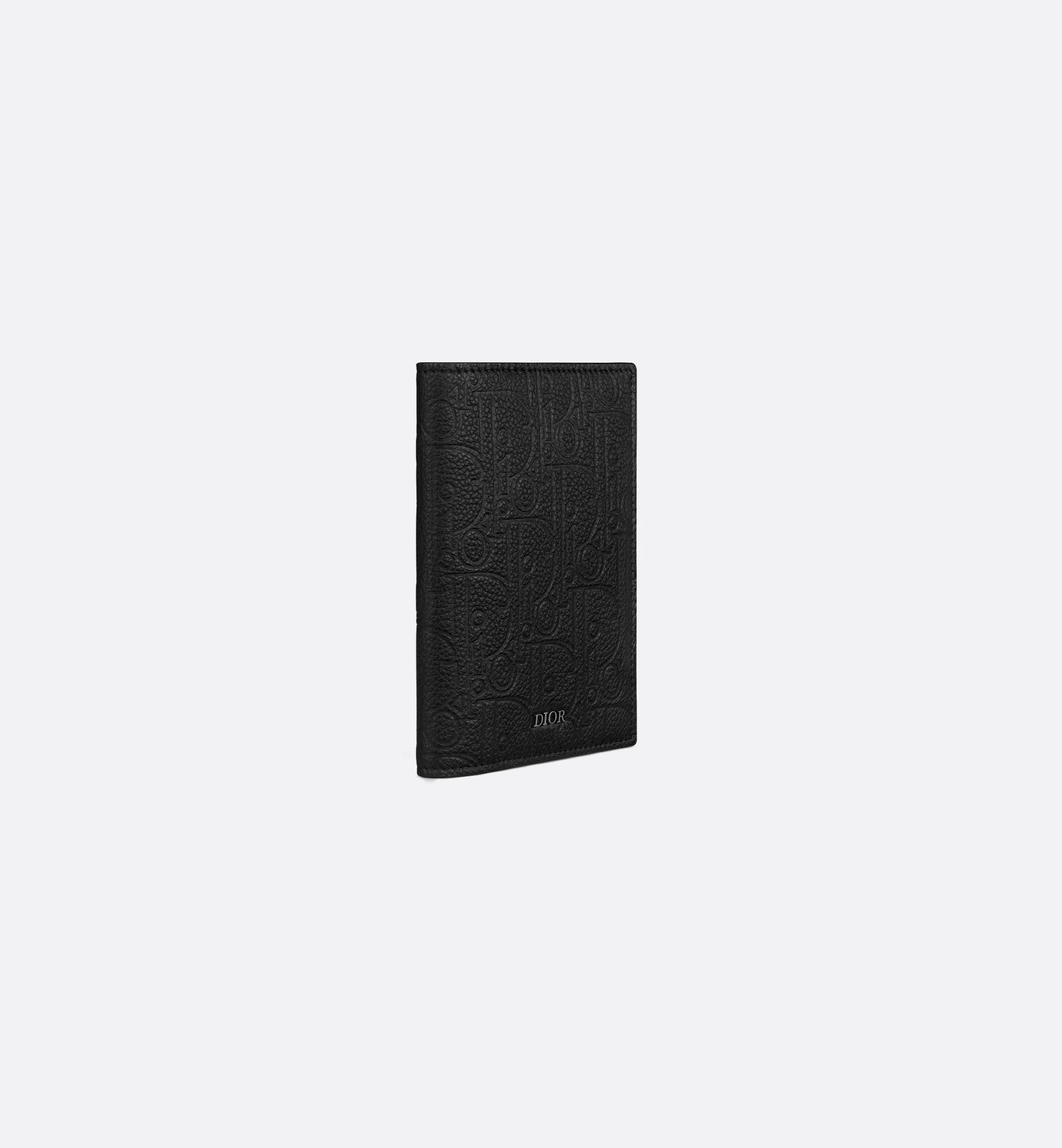 Passport Cover Black Dior Gravity Leather