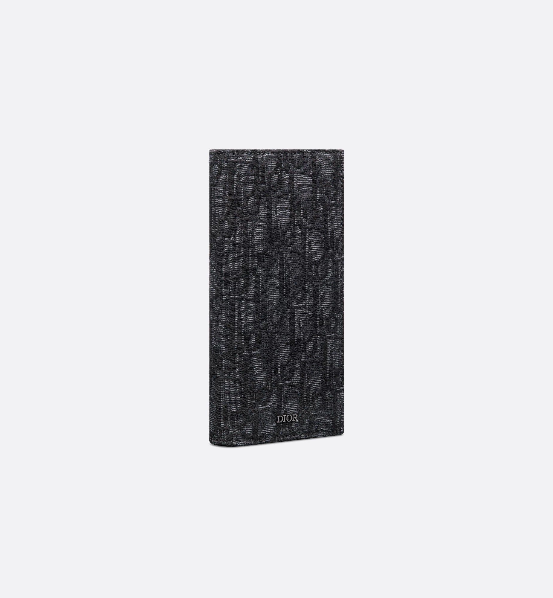 Vertical Long Wallet Black Dior Oblique Jacquard