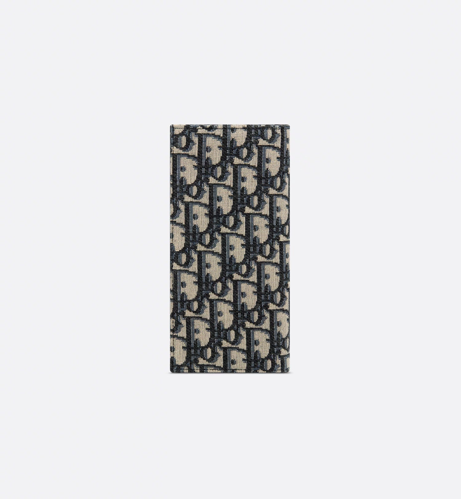 Vertical Long Wallet Beige And Black Dior Oblique Jacquard