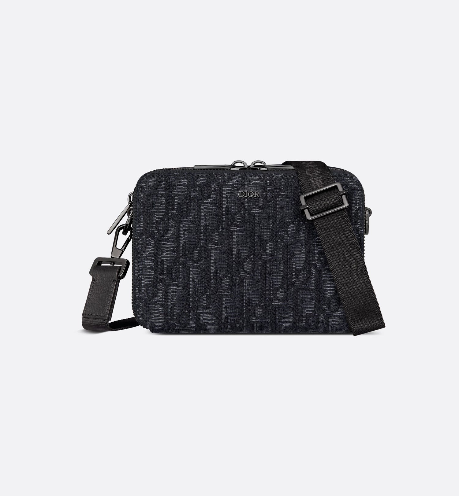 Zipped Pouch With Strap Black Dior Oblique Jacquard