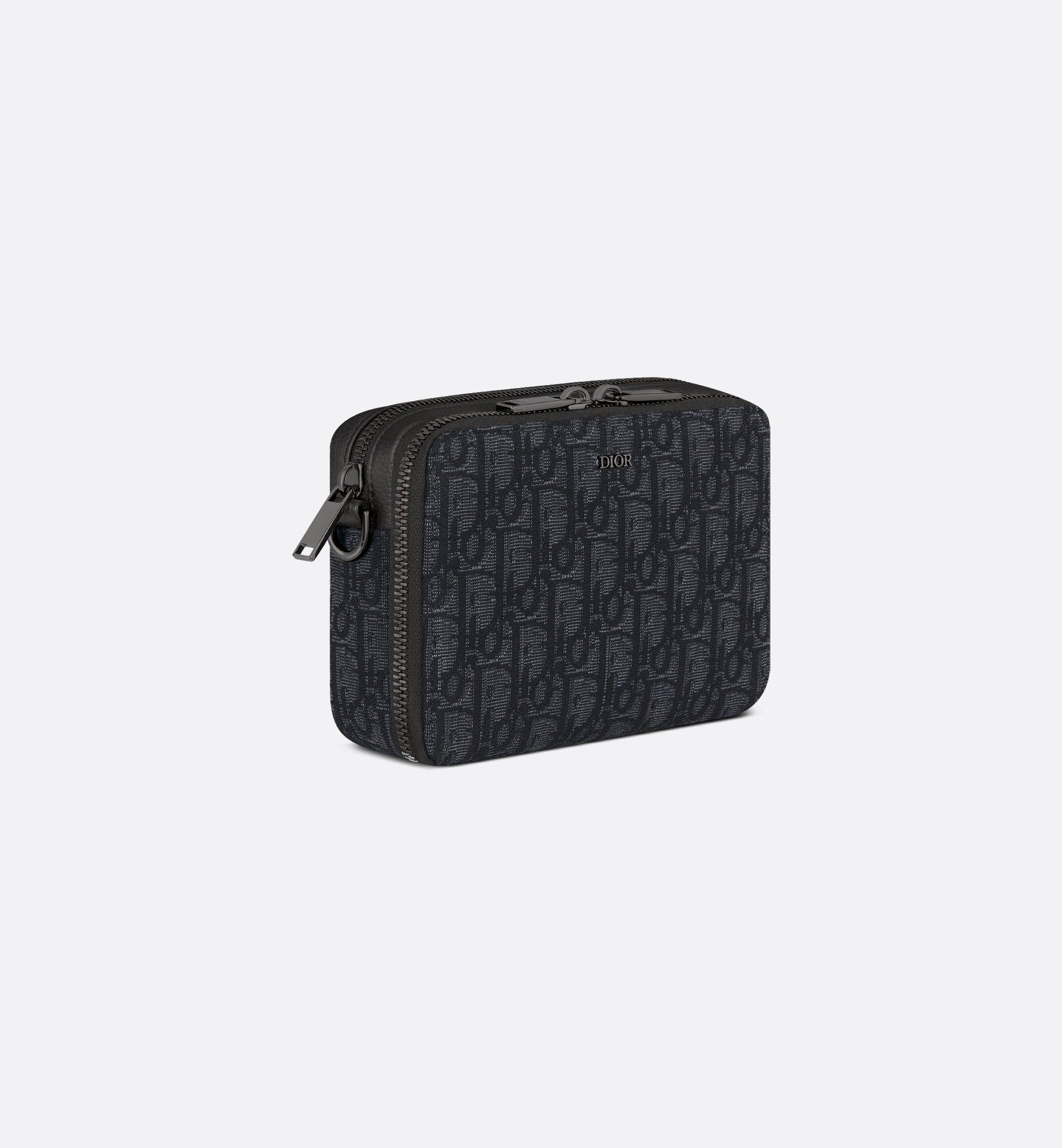 Zipped Pouch With Strap Black Dior Oblique Jacquard